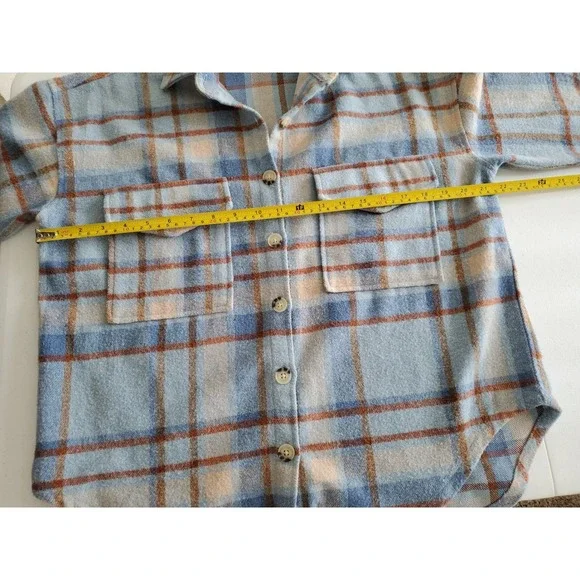 Ford Bronco Plaid Shacket Flannel Shirt Jacket Blue Women's XS Retro Bohemian - Picture 6 of 8